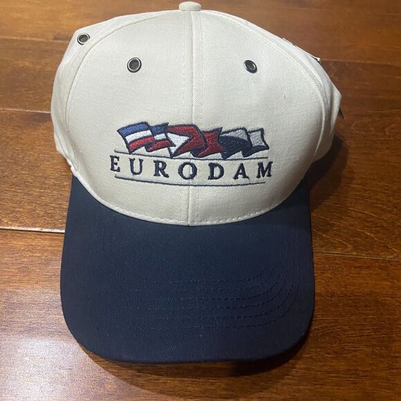 Gear Sports Vintage NWT Eurodam White Navy Embroidered Hat Cap Men's One Size - Picture 3 of 8